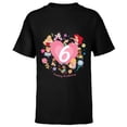 thumbnail image 1 of Disney Princess Heart 6 Years Old Happy Sixth Birthday - Short Sleeve T-Shirt for Kids - Customized-Black, 1 of 5