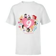thumbnail image 1 of Disney Princess Heart 9 Years Old Happy Ninth Birthday - Short Sleeve T-Shirt for Kids - Customized-White, 1 of 5