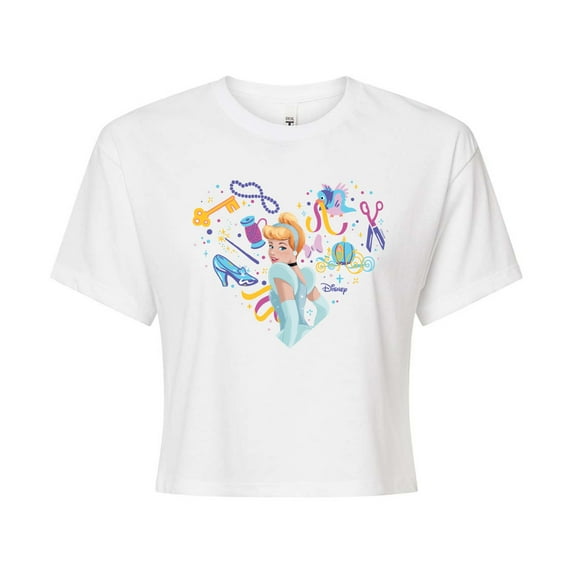Disney Princess - Heart Cinderella - Junior's Cropped T-Shirt