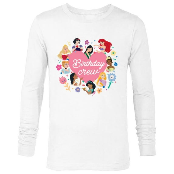 Disney Princess Heart Flowers Friends & Family Birthday Crew - Long Sleeve T-Shirt for Men - Customized-White