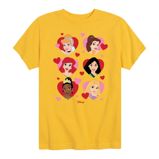 Disney - Princess Heart Grid - Toddler And Youth Short Sleeve Graphic T ...