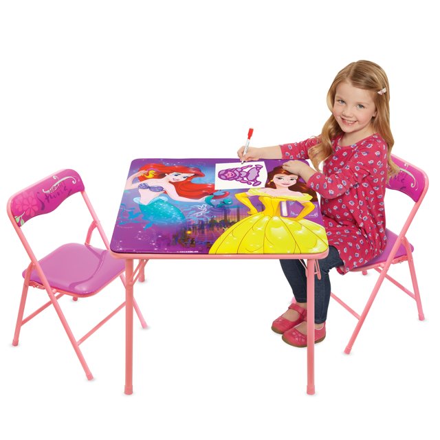 Disney Princess Heart Strong Erasable Activity Table Play Set with Two Chairs