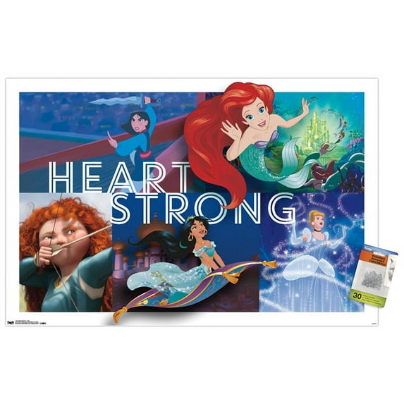 Disney Princess - Heart Wall Poster with Push Pins, 22.375" x 34"