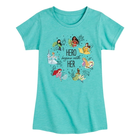 Disney Princess - Hero Begins With Her - Toddler And Youth Girls Short Sleeve Graphic T-Shirt