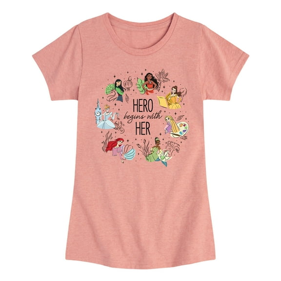 Disney Princess - Hero Begins With Her - Toddler And Youth Girls Short Sleeve Graphic T-Shirt