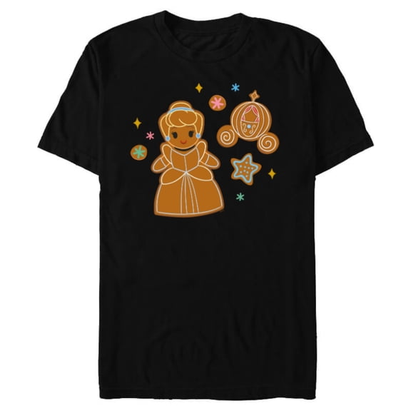 Disney Princess Holiday Christmas Gingerbread Cinderella - Short Sleeve Blended T-Shirt for Adults - Customized-Black