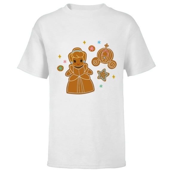 Disney Princess Holiday Christmas Gingerbread Cinderella - Short Sleeve T-Shirt for Kids - Customized-White