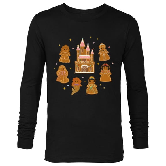 Disney Princess Holiday Christmas Gingerbread Cookie Castle - Long Sleeve T-Shirt for Men - Customized-Black