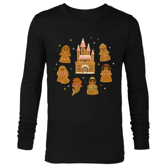 Disney Princess Holiday Christmas Gingerbread Cookie Castle - Long Sleeve T-Shirt for Men - Customized-Black