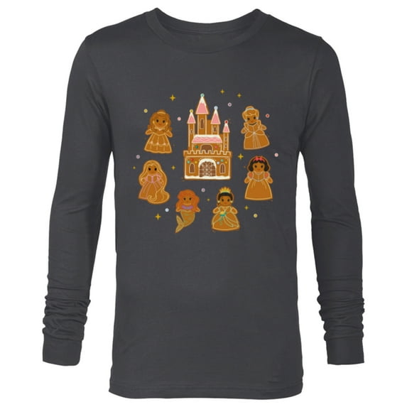 Disney Princess Holiday Christmas Gingerbread Cookie Castle - Long Sleeve T-Shirt for Men - Customized-Charcoal Heather