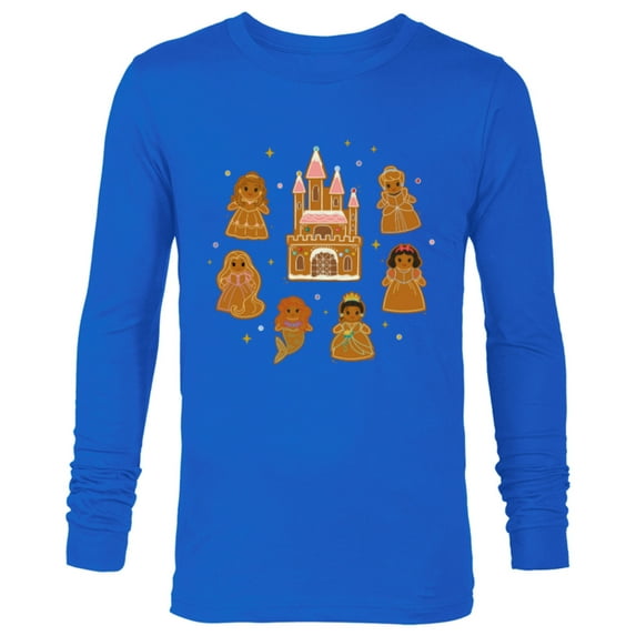 Disney Princess Holiday Christmas Gingerbread Cookie Castle - Long Sleeve T-Shirt for Men - Customized-Navy