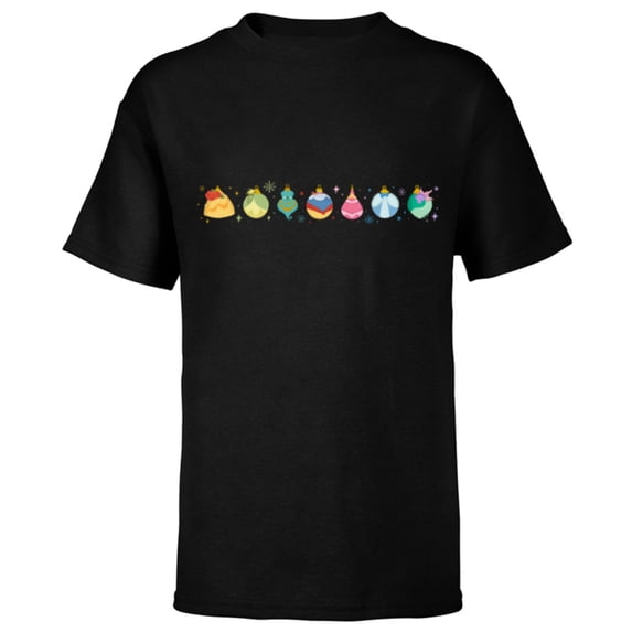 Disney Princess Holiday Enchanted Christmas Ornaments - Short Sleeve T-Shirt for Kids - Customized-Black