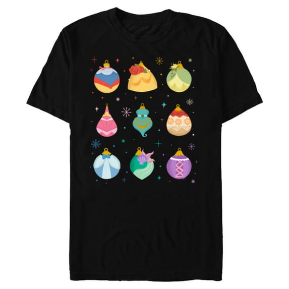 Disney Princess Holiday Enchanting Christmas Ornaments - Short Sleeve Blended T-Shirt for Adults - Customized-Black