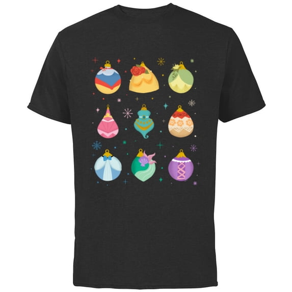 Disney Princess Holiday Enchanting Christmas Ornaments - Short Sleeve Cotton T-Shirt for Adults - Customized-Black