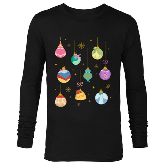 Disney Princess Holiday Festive Christmas Ornaments - Long Sleeve T-Shirt for Men - Customized-Black