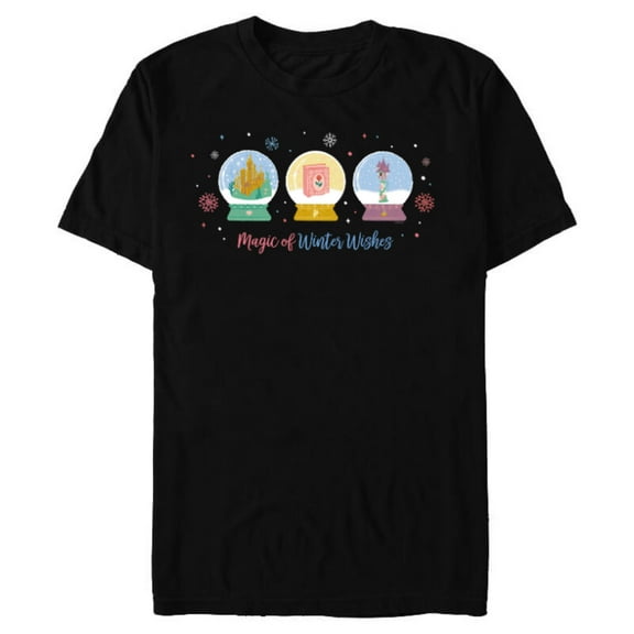 Disney Princess Holiday Magic of Winter Wishes Snow Globes - Short Sleeve Blended T-Shirt for Adults - Customized-Black