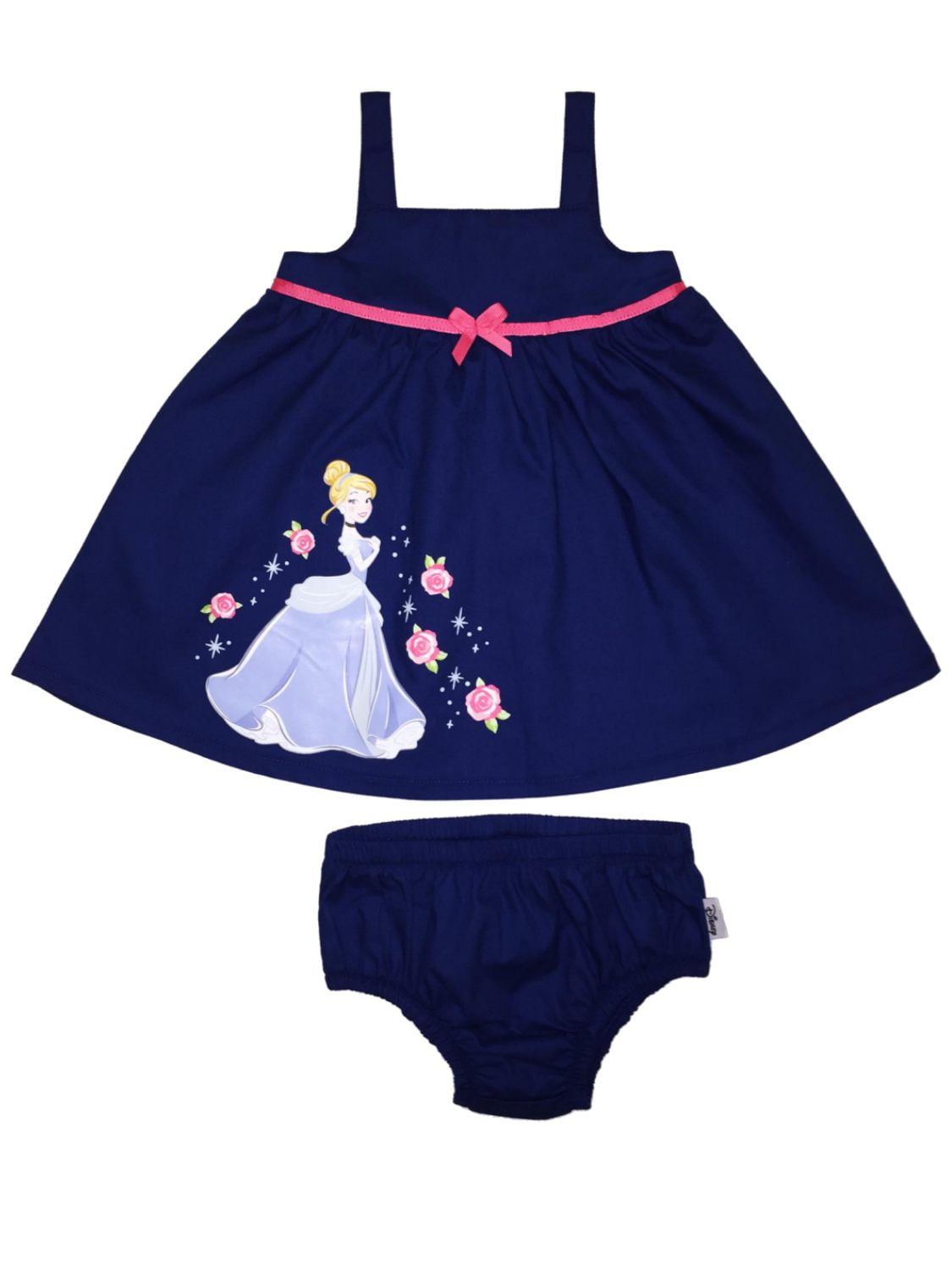 Disney Princess Infant Girls Blue Cotton Cinderella Sundress Baby Dress 3 6m