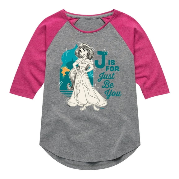 Disney Princess - J Is For Just Be You - Toddler & Youth Girls Raglan Graphic T-Shirt