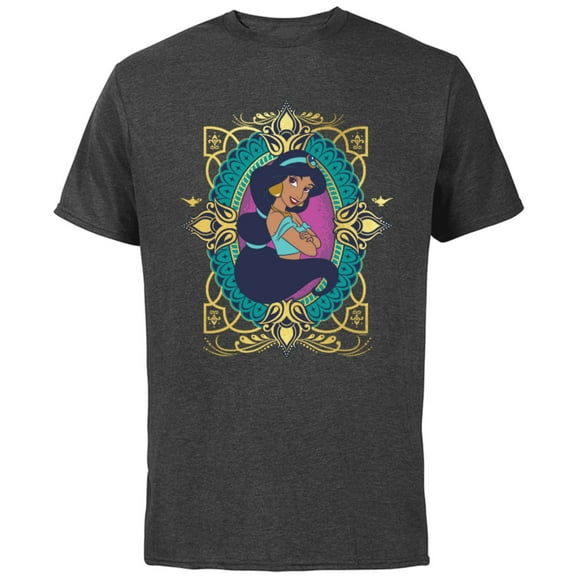 Disney Princess Jasmine Agrabah Emblem - Short Sleeve Cotton T-Shirt for Adults - Customized-Charcoal