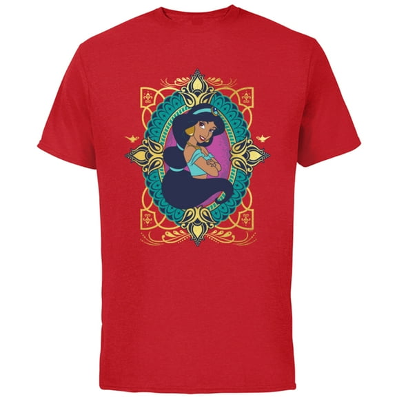 Disney Princess Jasmine Agrabah Emblem - Short Sleeve Cotton T-Shirt for Adults - Customized-Red