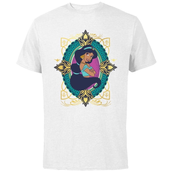 Disney Princess Jasmine Agrabah Emblem - Short Sleeve Cotton T-Shirt for Adults - Customized-White