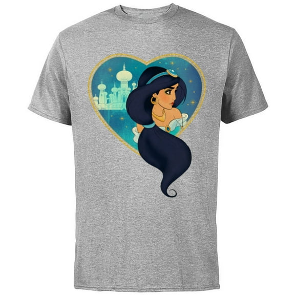 Disney Princess Jasmine Agrabah Heart - Short Sleeve Cotton T-Shirt for Adults - Customized-Athletic Heather