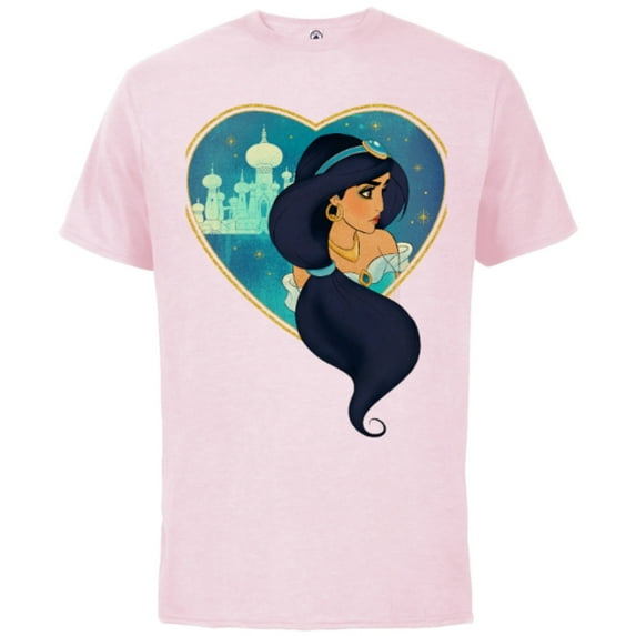 Disney Princess Jasmine Agrabah Heart - Short Sleeve Cotton T-Shirt for Adults - Customized-Soft Pink