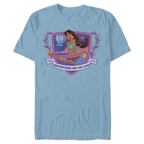 Disney Princess Jasmine Aladdin Adventures are Calling 2024 - Short Sleeve Blended T-Shirt for Adults - Customized-Ocean Blue