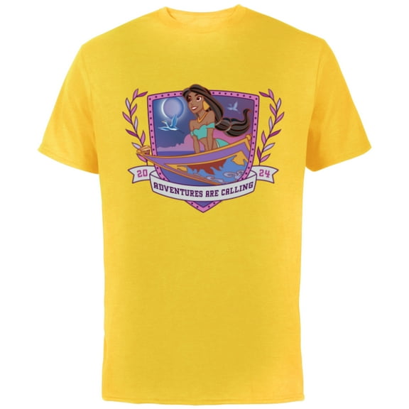 Disney Princess Jasmine Aladdin Adventures are Calling 2024 - Short Sleeve Cotton T-Shirt for Adults - Customized-Yellow