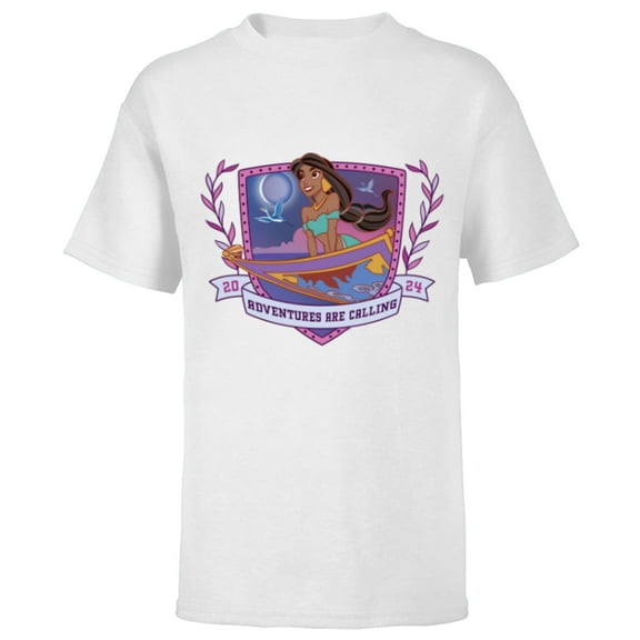 Disney Princess Jasmine Aladdin Adventures are Calling 2024 - Short Sleeve T-Shirt for Kids - Customized-White