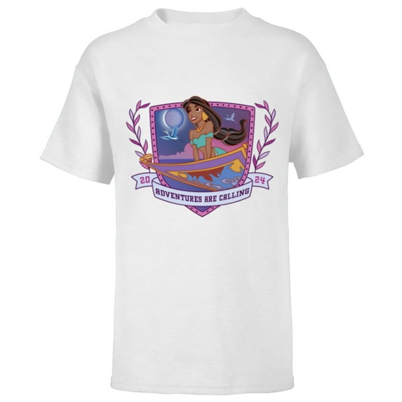Disney Princess Jasmine Aladdin Adventures are Calling 2024 - Short Sleeve T-Shirt for Kids - Customized-White