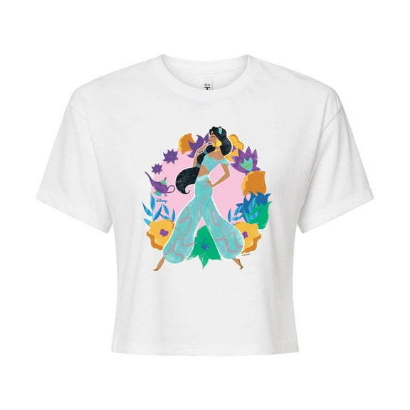 Disney Princess - Jasmine And Florals - Junior's Cropped T-Shirt