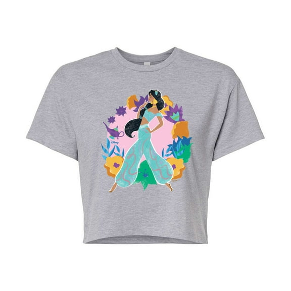 Disney Princess - Jasmine And Florals - Junior's Cropped T-Shirt