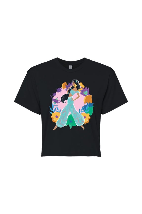 - Jasmine And Florals - Junior's Cropped T-Shirt