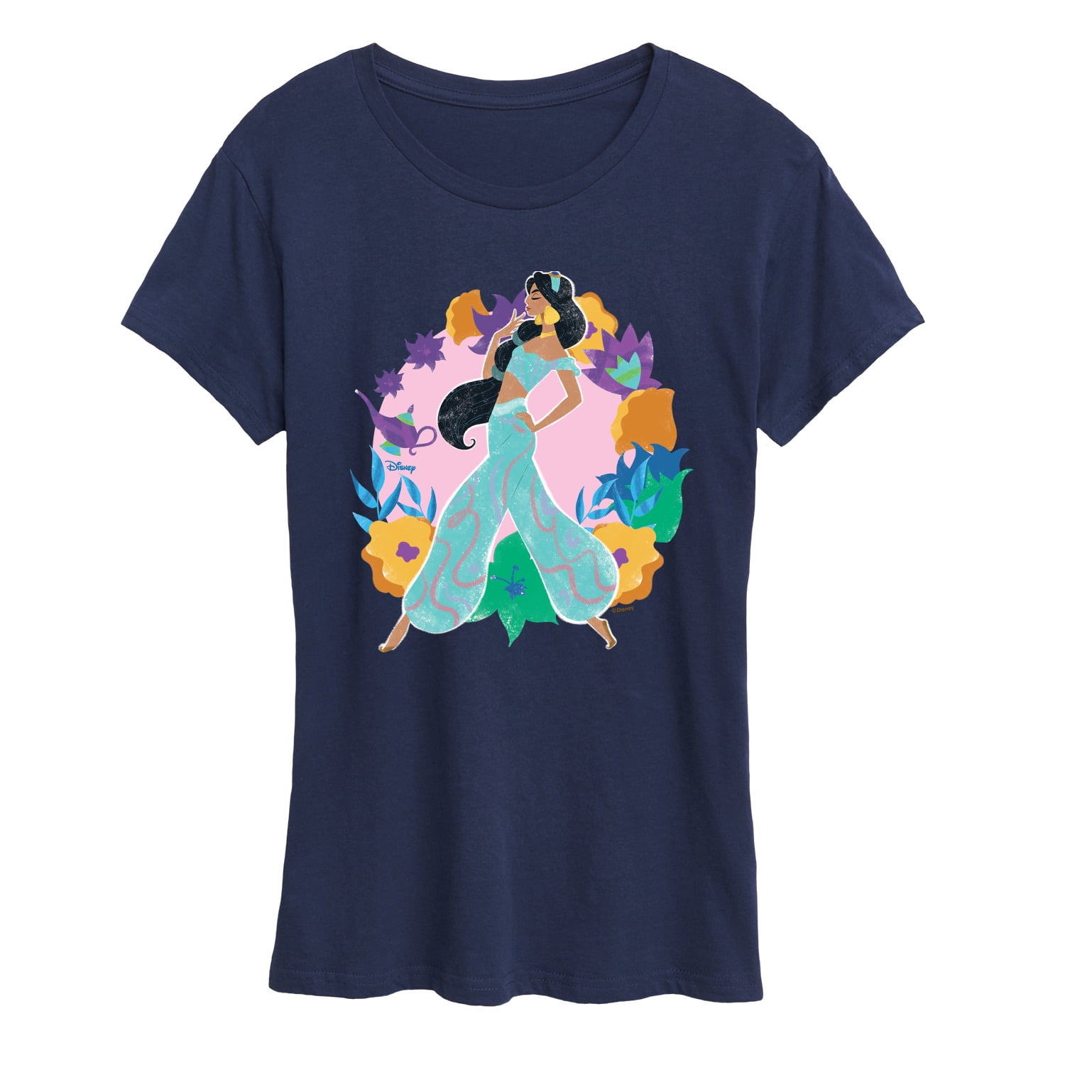 Disney Princess Jasmine And Florals Women s Short Sleeve Graphic T Shirt