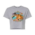 thumbnail image 1 of Disney Princess - Jasmine And Rajah Flowers- Junior's Cropped T-Shirt, 1 of 4