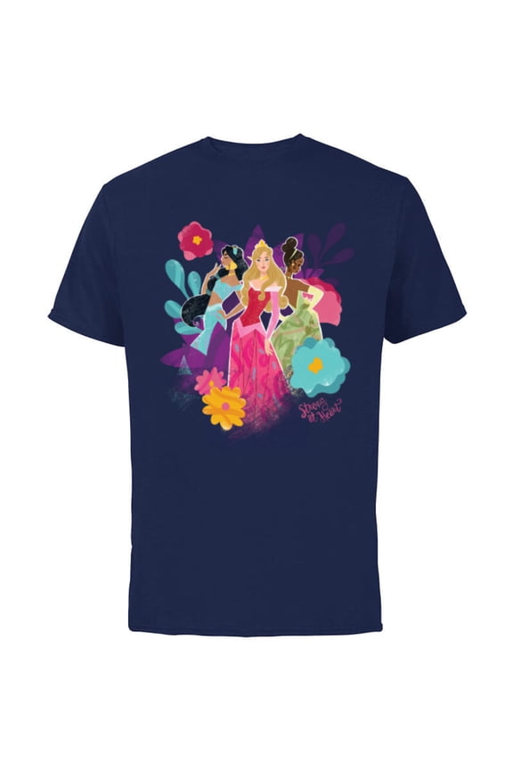 Princess Jasmine Aurora and Tiana Strong at Heart - Short Sleeve Cotton T-Shirt for Adults - Customized-Navy