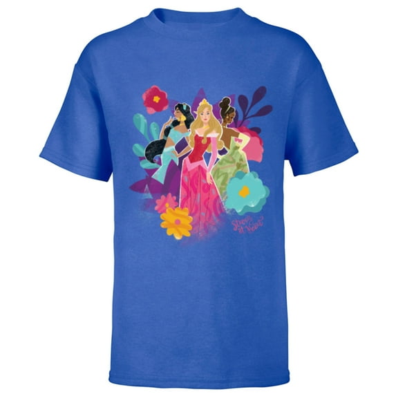Disney Princess Jasmine Aurora and Tiana Strong at Heart - Short Sleeve T-Shirt for Kids - Customized-Royal
