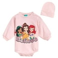 thumbnail image 1 of Disney Princess Jasmine Belle Ariel French Terry Bubble Romper Oversized Bodysuit and Hat Newborn to Infant, 1 of 5