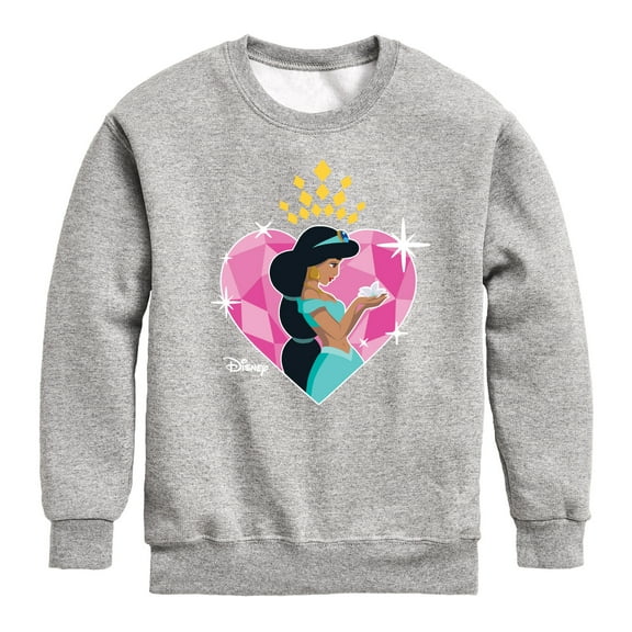 Disney Princess - Jasmine Heart - Valentine's Day - Boys and Girls Youth Crewneck Fleece Sweatshirt