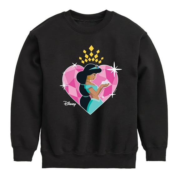 Disney Princess - Jasmine Heart - Valentine's Day - Boys and Girls Youth Crewneck Fleece Sweatshirt