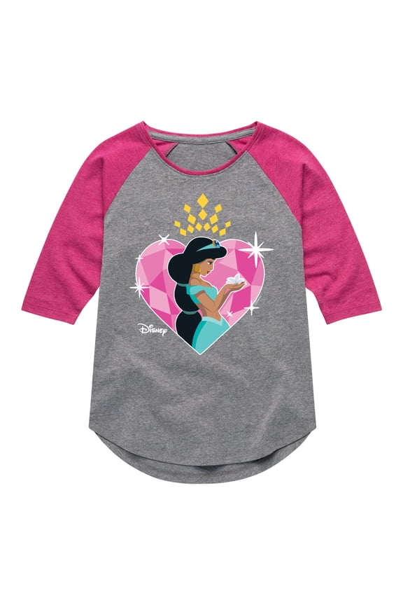 Princess - Jasmine Heart - Valentine's Day - Boys and Girls Youth Girls Raglan Graphic T-Shirt