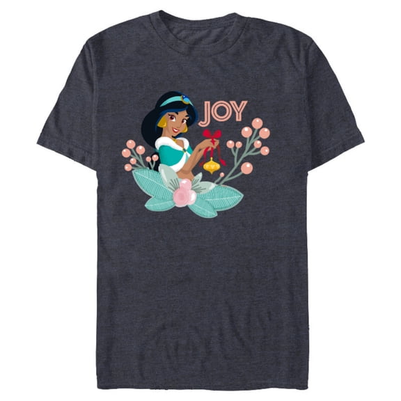 Disney Princess Jasmine Joy Holiday Standard - Short Sleeve Blended T-Shirt for Adults – Customized-Navy Heather