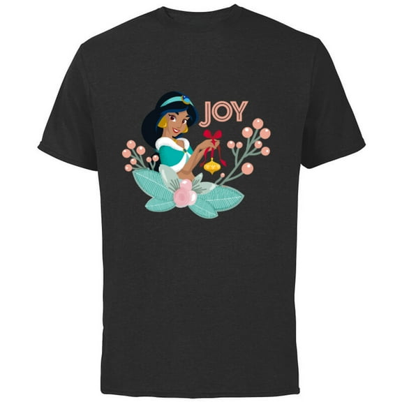Disney Princess Jasmine Joy Holiday Standard - Short Sleeve Cotton T-Shirt for Adults - Customized-Black