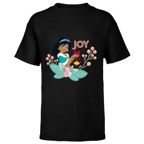 Disney Princess Jasmine Joy Holiday Standard - Short Sleeve T-Shirt for Kids – Customized-Black