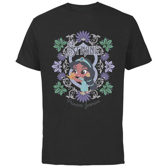 Disney Princess Jasmine Kawaii Chibi - Short Sleeve Cotton T-Shirt for Adults - Customized-Black
