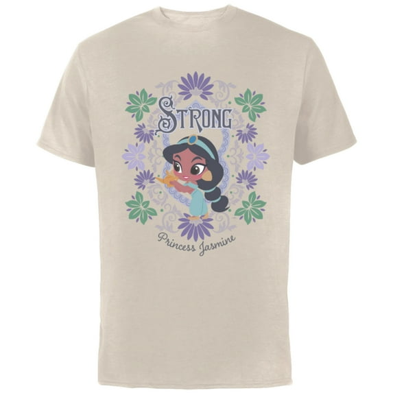 Disney Princess Jasmine Kawaii Chibi - Short Sleeve Cotton T-Shirt for Adults - Customized-Natural