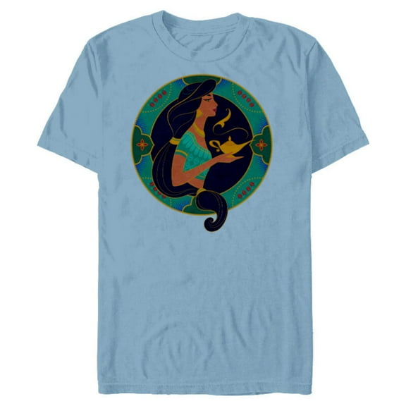 Disney Princess Jasmine Modern Art Deco Style - Short Sleeve Blended T-Shirt for Adults - Customized-Ocean Blue