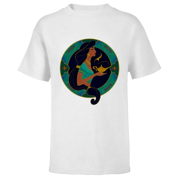 Disney Princess Jasmine Modern Art Deco Style - Short Sleeve T-Shirt for Kids - Customized-White