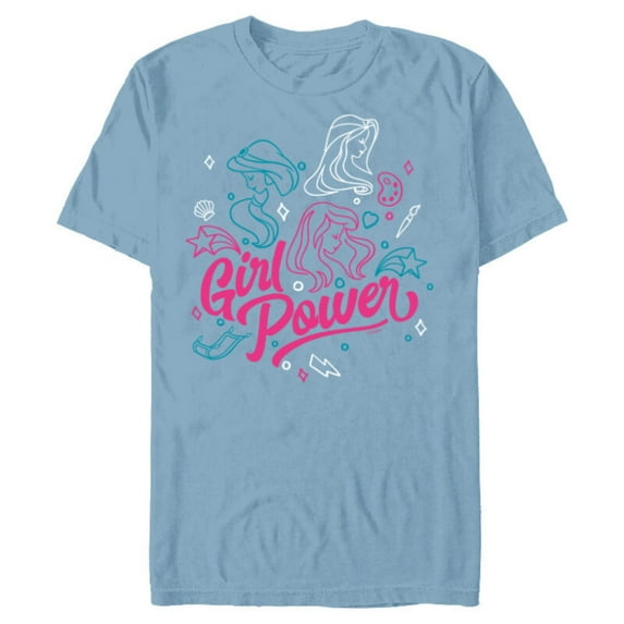Disney Princess Jasmine Rapunzel Ariel Girl Power - Short Sleeve Blended T-Shirt for Adults - Customized-Ocean Blue